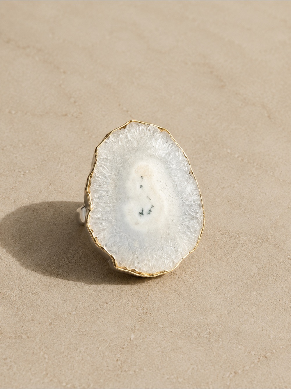 Crystal spiked Agate Slice Pendant in Sterling Silver geode 925